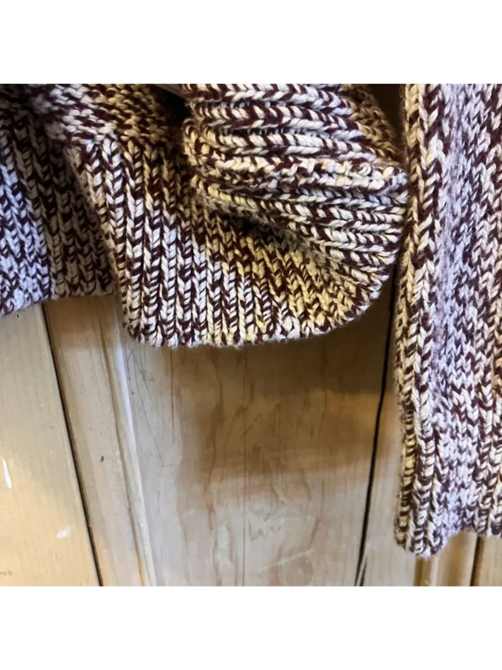 J.Crew Men Marled Cotton Crewneck Herringbone Sweater Medium Brown White SP NWOT